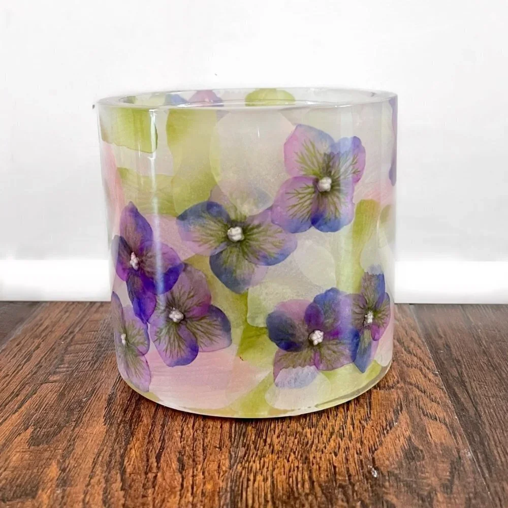 Lucite Floral Pillar Candle Holder